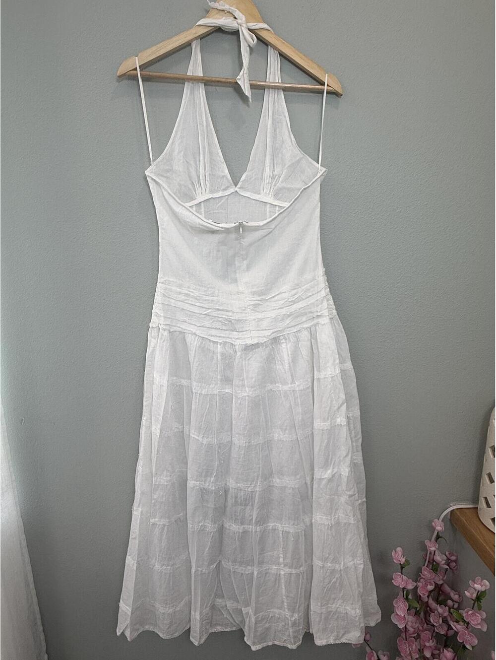 A-list by Wrapper 100% Cotton White Halter Summer Dress - Women's small - Picture 6 of 8